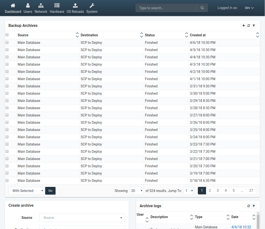 SynergyCP Backup Package screenshot